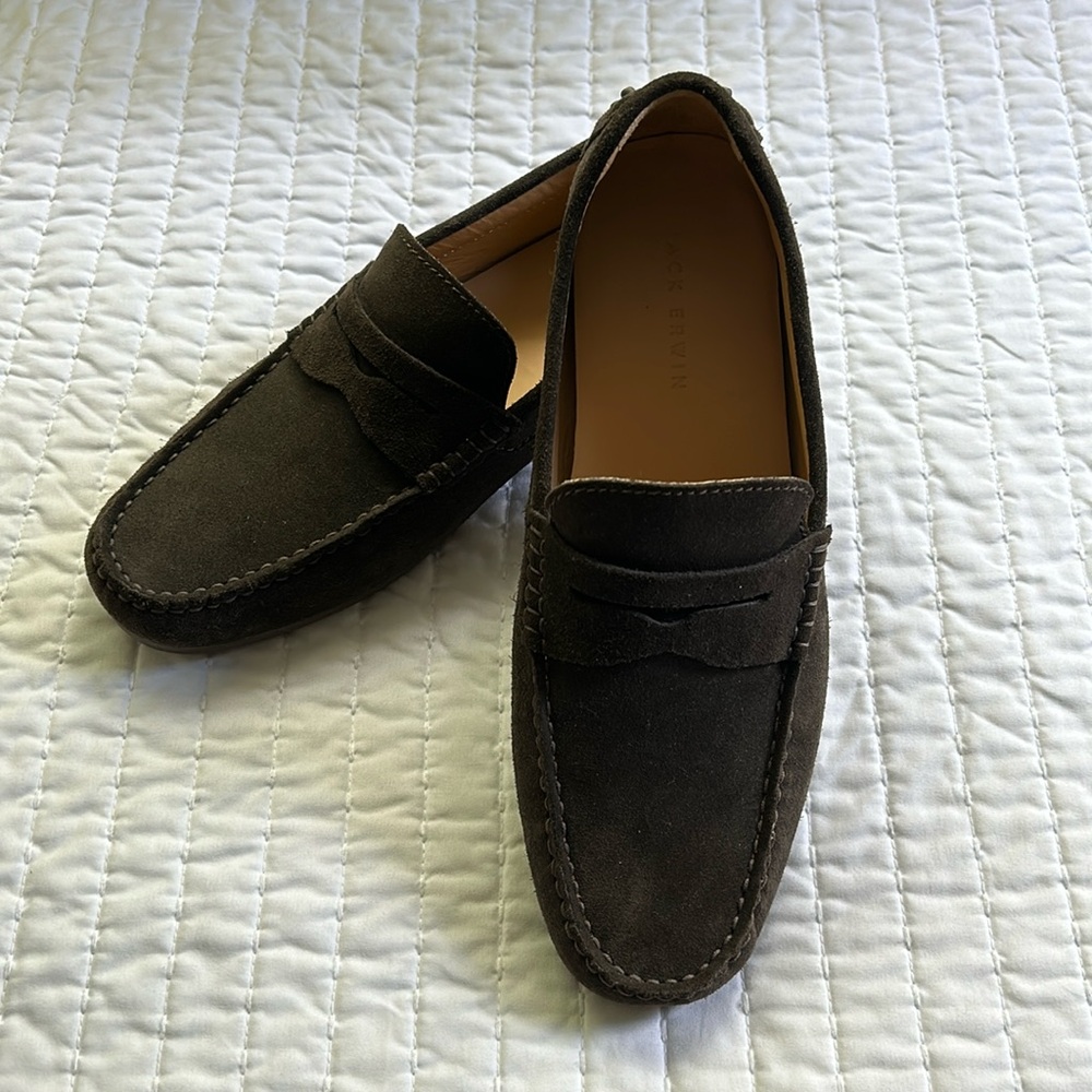 Jack Erwin Brown Suede Driving Mocs, Men’s size 10